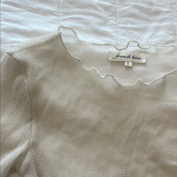 french kiss Tops - French Kiss Sheer Silver Top - Size S
